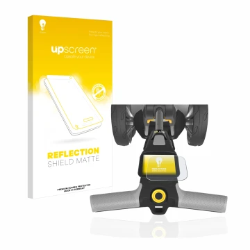 Vorderseite einer Produktverpackung mit dem Markenlogo upscreen. Daneben ist das Gerät PowaKaddy CT6 mit dem zugehörigen Displ