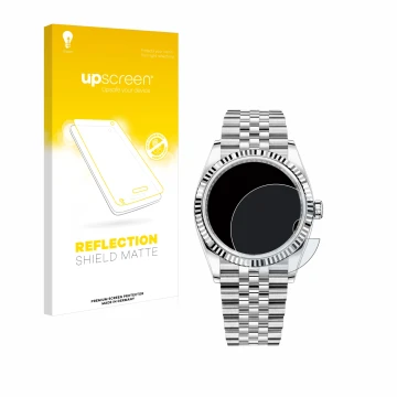 Vorderseite einer Produktverpackung mit dem Markenlogo upscreen. Daneben ist das Gerät Rolex Datejust 36 mit dem zugehörigen D