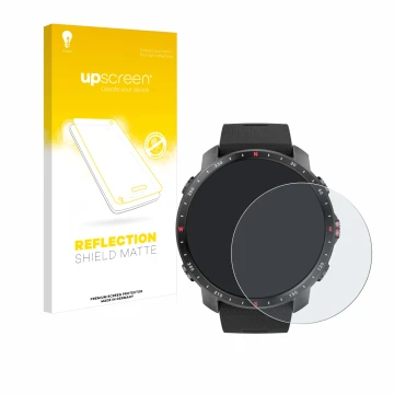 Vorderseite einer Produktverpackung mit dem Markenlogo upscreen. Daneben ist das Gerät Polar Grit X Pro mit dem zugehörigen Di