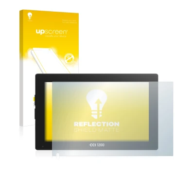 Vorderseite einer Produktverpackung mit dem Markenlogo upscreen. Daneben ist das Gerät Isobus CCI 1200 mit dem zugehörigen Dis