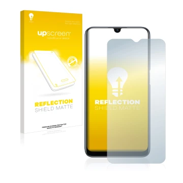 Vorderseite einer Produktverpackung mit dem Markenlogo upscreen. Daneben ist das Gerät Oppo A54s mit dem zugehörigen Displaysc