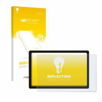 Vorderseite einer Produktverpackung mit dem Markenlogo upscreen. Daneben ist das Gerät Blackview Tab 11 mit dem zugehörigen Di