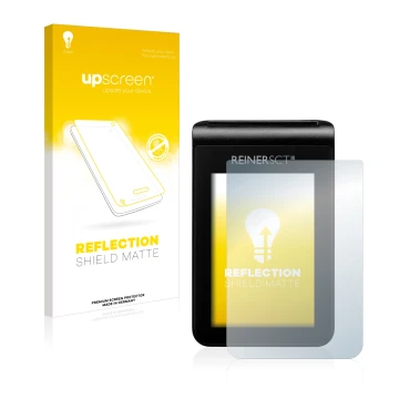 Vorderseite einer Produktverpackung mit dem Markenlogo upscreen. Daneben ist das Gerät REINER SCT tanJack deluxe mit dem zugeh