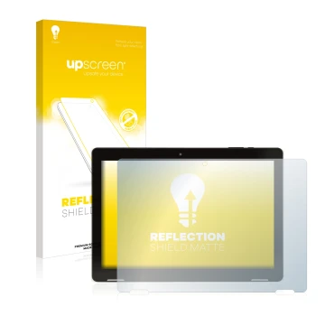 Vorderseite einer Produktverpackung mit dem Markenlogo upscreen. Daneben ist das Gerät Hannspree Pad Apollo 2 mit dem zugehöri