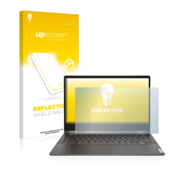 Vorderseite einer Produktverpackung mit dem Markenlogo upscreen. Daneben ist das Gerät Lenovo IdeaPad Flex 5i 13.3