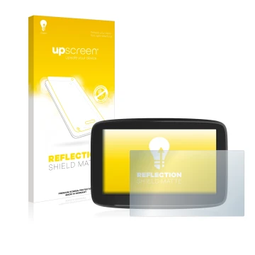 Vorderseite einer Produktverpackung mit dem Markenlogo upscreen. Daneben ist das Gerät TomTom GO Classic 5