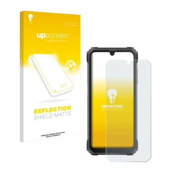 Vorderseite einer Produktverpackung mit dem Markenlogo upscreen. Daneben ist das Gerät Blackview BV8800 mit dem zugehörigen Di