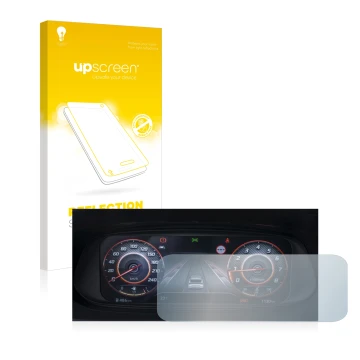 Vorderseite einer Produktverpackung mit dem Markenlogo upscreen. Daneben ist das Gerät Hyundai i20N 2021 Cockpit mit dem zugeh