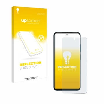 Vorderseite einer Produktverpackung mit dem Markenlogo upscreen. Daneben ist das Gerät Xiaomi Redmi Note 11 mit dem zugehörige