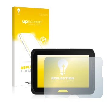 Vorderseite einer Produktverpackung mit dem Markenlogo upscreen. Daneben ist das Gerät Trimble T100 mit dem zugehörigen Displa