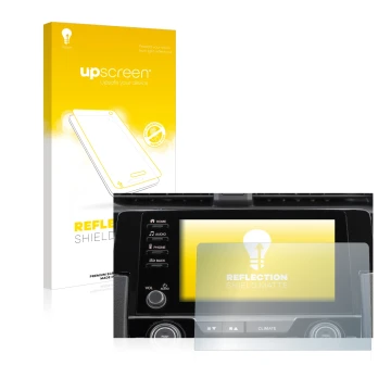 Vorderseite einer Produktverpackung mit dem Markenlogo upscreen. Daneben ist das Gerät Honda Civic 2021 Connect Infotainment 7