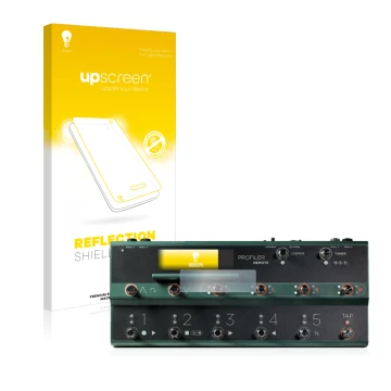 Vorderseite einer Produktverpackung mit dem Markenlogo upscreen. Daneben ist das Gerät Kemper Profiler Remote mit dem zugehöri