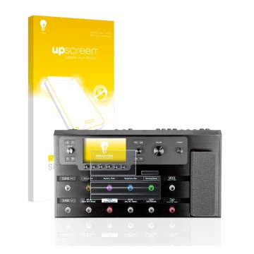 Vorderseite einer Produktverpackung mit dem Markenlogo upscreen. Daneben ist das Gerät Line 6 Helix Floor mit dem zugehörigen 