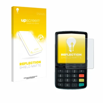 Vorderseite einer Produktverpackung mit dem Markenlogo upscreen. Daneben ist das Gerät ingenico Link/2500 mit dem zugehörigen 