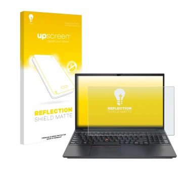 Vorderseite einer Produktverpackung mit dem Markenlogo upscreen. Daneben ist das Gerät Lenovo ThinkPad E15 Gen 3 mit dem zugeh