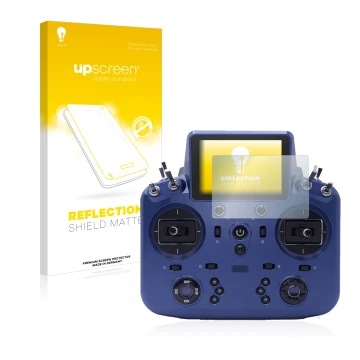 Vorderseite einer Produktverpackung mit dem Markenlogo upscreen. Daneben ist das Gerät FrSky Tandem X18 mit dem zugehörigen Di