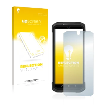 Vorderseite einer Produktverpackung mit dem Markenlogo upscreen. Daneben ist das Gerät Doogee S98 Pro mit dem zugehörigen Disp