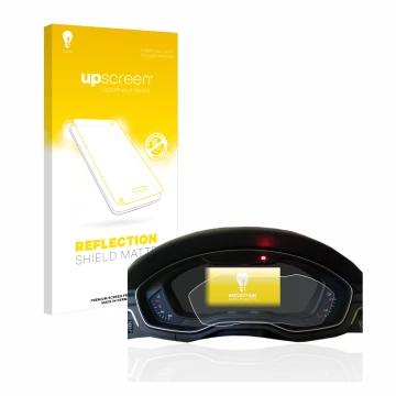 Vorderseite einer Produktverpackung mit dem Markenlogo upscreen. Daneben ist das Gerät Audi A4 B9 2017 Virtual Cockpit mit dem