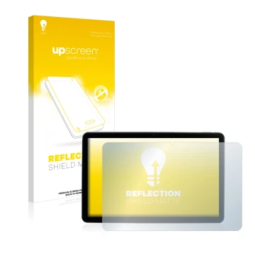 Vorderseite einer Produktverpackung mit dem Markenlogo upscreen. Daneben ist das Gerät MEDION Lifetab P10752 mit dem zugehörig