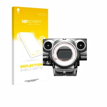 Vorderseite einer Produktverpackung mit dem Markenlogo upscreen. Daneben ist das Gerät Mini Countryman R60 2010-2016 Infotainm