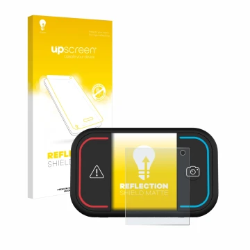 Vorderseite einer Produktverpackung mit dem Markenlogo upscreen. Daneben ist das Gerät Saphe Drive Mini mit dem zugehörigen Di