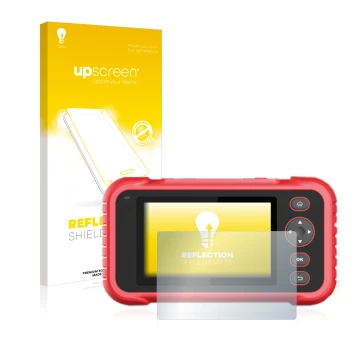 Vorderseite einer Produktverpackung mit dem Markenlogo upscreen. Daneben ist das Gerät Launch CRP 123 / 129 EVO mit dem zugehö