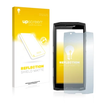 Vorderseite einer Produktverpackung mit dem Markenlogo upscreen. Daneben ist das Gerät Crosscall Core-X5 mit dem zugehörigen D