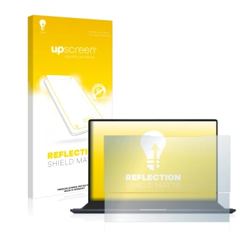 Vorderseite einer Produktverpackung mit dem Markenlogo upscreen. Daneben ist das Gerät ASUS ZenBook Pro 14 Duo OLED UX8402 mit