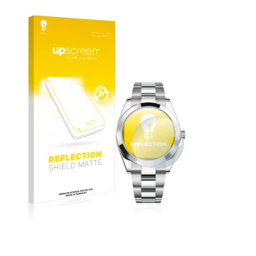 Vorderseite einer Produktverpackung mit dem Markenlogo upscreen. Daneben ist das Gerät Rolex Datejust 41 mit dem zugehörigen D