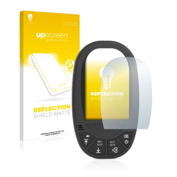 Vorderseite einer Produktverpackung mit dem Markenlogo upscreen. Daneben ist das Gerät Flymaster GPS LS mit dem zugehörigen Di