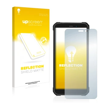 Vorderseite einer Produktverpackung mit dem Markenlogo upscreen. Daneben ist das Gerät Oukitel WP20 Pro mit dem zugehörigen Di