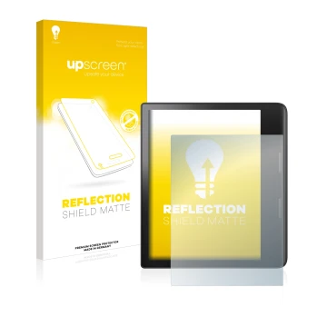 Vorderseite einer Produktverpackung mit dem Markenlogo upscreen. Daneben ist das Gerät Tolino Epos 3 mit dem zugehörigen Displ