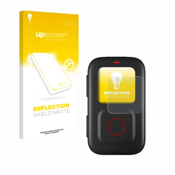 Vorderseite einer Produktverpackung mit dem Markenlogo upscreen. Daneben ist das Gerät GoPro Remote mit dem zugehörigen Displa