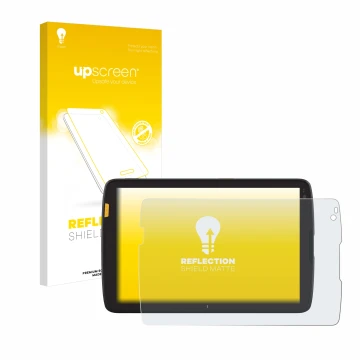 Vorderseite einer Produktverpackung mit dem Markenlogo upscreen. Daneben ist das Gerät Zebra ET45 8