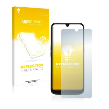 Vorderseite einer Produktverpackung mit dem Markenlogo upscreen. Daneben ist das Gerät Doro 8100 PLUS mit dem zugehörigen Disp