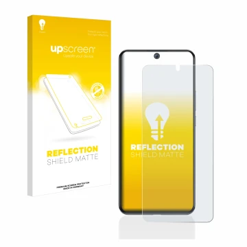 Vorderseite einer Produktverpackung mit dem Markenlogo upscreen. Daneben ist das Gerät Xiaomi 12T Pro mit dem zugehörigen Disp