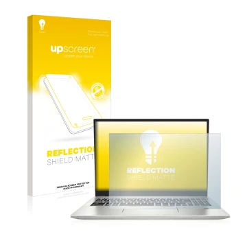 Vorderseite einer Produktverpackung mit dem Markenlogo upscreen. Daneben ist das Gerät MSI Prestige 16 mit dem zugehörigen Dis