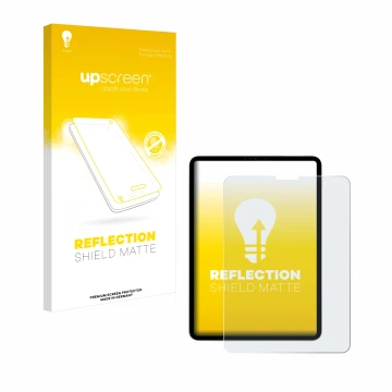 Vorderseite einer Produktverpackung mit dem Markenlogo upscreen. Daneben ist das Gerät Apple iPad Pro 11