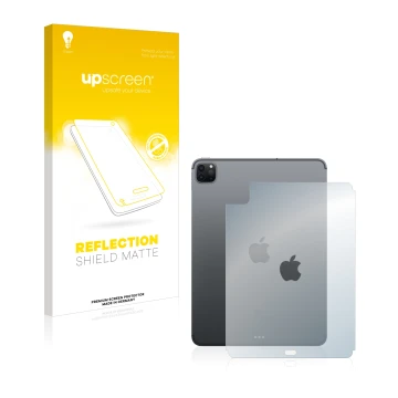 Vorderseite einer Produktverpackung mit dem Markenlogo upscreen. Daneben ist das Gerät Apple iPad Pro 11
