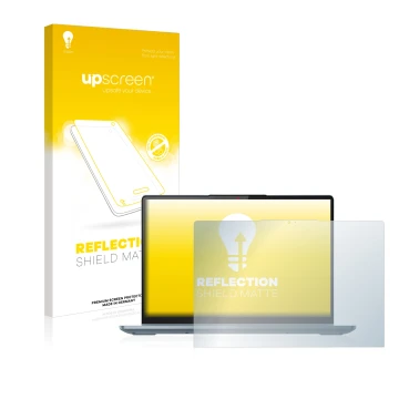 Vorderseite einer Produktverpackung mit dem Markenlogo upscreen. Daneben ist das Gerät Lenovo IdeaPad Flex 5 14