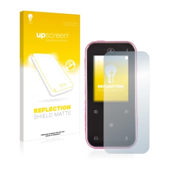 Vorderseite einer Produktverpackung mit dem Markenlogo upscreen. Daneben ist das Gerät Vtech Kidizoom Snap Touch mit dem zugeh