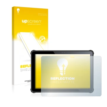 Vorderseite einer Produktverpackung mit dem Markenlogo upscreen. Daneben ist das Gerät Oukitel RT2 mit dem zugehörigen Display