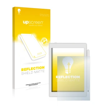 Vorderseite einer Produktverpackung mit dem Markenlogo upscreen. Daneben ist das Gerät Boox Nova Air 2 mit dem zugehörigen Dis