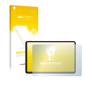 Vorderseite einer Produktverpackung mit dem Markenlogo upscreen. Daneben ist das Gerät Huawei MateBook E 2022 mit dem zugehöri