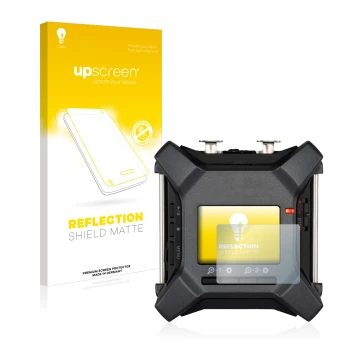 Vorderseite einer Produktverpackung mit dem Markenlogo upscreen. Daneben ist das Gerät Zoom F3 field recorder mit dem zugehöri
