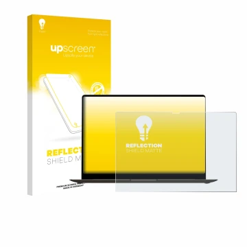 Vorderseite einer Produktverpackung mit dem Markenlogo upscreen. Daneben ist das Gerät Samsung Galaxy Book3 Pro 16