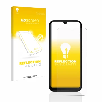 Vorderseite einer Produktverpackung mit dem Markenlogo upscreen. Daneben ist das Gerät Nokia C32 mit dem zugehörigen Displaysc