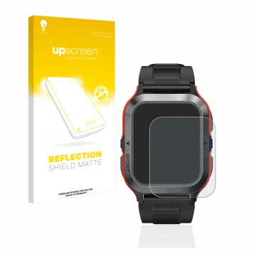 Vorderseite einer Produktverpackung mit dem Markenlogo upscreen. Daneben ist das Gerät Kospet Tank M2 mit dem zugehörigen Disp