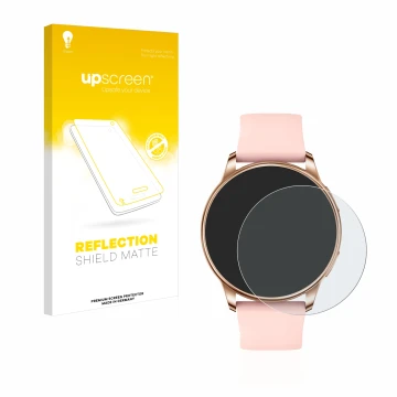 Vorderseite einer Produktverpackung mit dem Markenlogo upscreen. Daneben ist das Gerät Levowatch F2 mit dem zugehörigen Displa