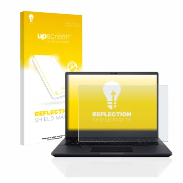 Vorderseite einer Produktverpackung mit dem Markenlogo upscreen. Daneben ist das Gerät ASUS ProArt StudioBook 16 OLED mit dem 
